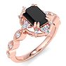 1 Carat Octagon Shape Black Diamond Engagement Ring In 14K Rose Gold Image-2