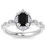 1 Carat Octagon Shape Black Moissanite Ring In 14K White Gold Image-1