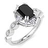 1 Carat Octagon Shape Black Moissanite Ring In 14K White Gold Image-2
