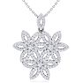 1 Carat Diamond Flower Statement Necklace In 14 Karat White Gold, 18 Inches Image-1