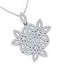1 Carat Diamond Flower Statement Necklace In 14 Karat White Gold, 18 Inches Image-4