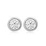 3/4 Carat Bezel Set Lab Grown Diamond Stud Earrings In 14 Karat White Gold Image-2