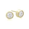 3/4 Carat Bezel Set Lab Grown Diamond Stud Earrings In 14 Karat Yellow Gold Image-1