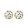3/4 Carat Bezel Set Lab Grown Diamond Stud Earrings In 14 Karat Yellow Gold Image-2