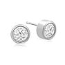 1 Carat Bezel Set Lab Grown Diamond Stud Earrings In 14 Karat White Gold Image-1