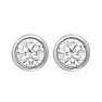 1 Carat Bezel Set Lab Grown Diamond Stud Earrings In 14 Karat White Gold Image-2