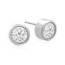 1 1/2 Carat Bezel Set Lab Grown Diamond Stud Earrings In 14 Karat White Gold Image-1