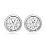 1 1/2 Carat Bezel Set Lab Grown Diamond Stud Earrings In 14 Karat White Gold Image-2