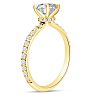 1 1/2 Carat Lab Grown Diamond Hidden Halo Engagement Ring In 14K Yellow Gold Image-2