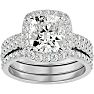 4 1/2 Carat Cushion Cut Halo Lab Grown Diamond Bridal Set In 14 Karat White Gold Image-1