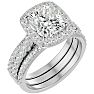 4 1/2 Carat Cushion Cut Halo Lab Grown Diamond Bridal Set In 14 Karat White Gold Image-2