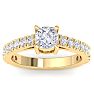 2 Carat Cushion Cut Lab Grown Diamond Classic Engagement Ring In 14K Yellow Gold Image-1