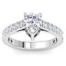 2 Carat Pear Shape Lab Grown Diamond Classic Engagement Ring In 14K White Gold Image-1