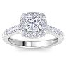 2 Carat Cushion Cut Lab Grown Diamond Halo Engagement Ring In 14K White Gold Image-1