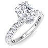 2 Carat Oval Shape Lab Grown Diamond Hidden Halo Engagement Ring In 14K White Gold Image-2