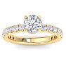 2 Carat Round Lab Grown Diamond Hidden Halo Engagement Ring In 14K Yellow Gold Image-1