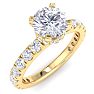 2 Carat Round Lab Grown Diamond Hidden Halo Engagement Ring In 14K Yellow Gold Image-2