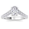 2 Carat Oval Shape Lab Grown Diamond Curved Engagement Ring In 14K White Gold Image-1
