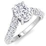 2 Carat Oval Shape Lab Grown Diamond Curved Engagement Ring In 14K White Gold Image-2