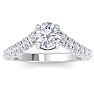 2 Carat Round Lab Grown Diamond Curved Engagement Ring In 14K White Gold Image-1
