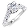 2 Carat Round Lab Grown Diamond Curved Engagement Ring In 14K White Gold Image-2