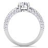 2 Carat Round Lab Grown Diamond Curved Engagement Ring In 14K White Gold Image-3