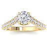 2 Carat Round Lab Grown Diamond Curved Engagement Ring In 14K Yellow Gold Image-1