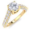 2 Carat Round Lab Grown Diamond Curved Engagement Ring In 14K Yellow Gold Image-2