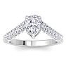2 Carat Pear Shape Lab Grown Diamond Curved Engagement Ring In 14K White Gold Image-1