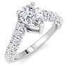 2 Carat Pear Shape Lab Grown Diamond Curved Engagement Ring In 14K White Gold Image-2