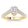 2 Carat Pear Shape Lab Grown Diamond Curved Engagement Ring In 14K Yellow Gold Image-1