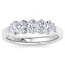 1 Carat Oval Shape Lab Grown Diamond Five Stone Engagement Ring In 14K White Gold Image-1