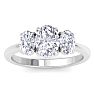 2 Carat Oval Shape Lab Grown Diamond Three Stone Engagement Ring In 14K White Gold Image-1