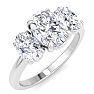 2 Carat Oval Shape Lab Grown Diamond Three Stone Engagement Ring In 14K White Gold Image-2