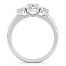 2 Carat Oval Shape Lab Grown Diamond Three Stone Engagement Ring In 14K White Gold Image-3