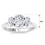 2 Carat Oval Shape Lab Grown Diamond Three Stone Engagement Ring In 14K White Gold Image-5