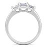 2 Carat Emerald Cut Lab Grown Diamond Three Stone Engagement Ring In 14K White Gold Image-3