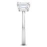 2 Carat Emerald Cut Lab Grown Diamond Three Stone Engagement Ring In 14K White Gold Image-4