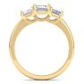 2 Carat Emerald Cut Lab Grown Diamond Three Stone Engagement Ring In 14K Yellow Gold Image-3