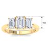 2 Carat Emerald Cut Lab Grown Diamond Three Stone Engagement Ring In 14K Yellow Gold Image-5