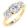 2 Carat Round Lab Grown Diamond Three Stone Engagement Ring In 14K Yellow Gold Image-2