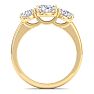 3 Carat Oval Shape Lab Grown Diamond Three Stone Engagement Ring In 14K Yellow Gold Image-3