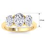 3 Carat Oval Shape Lab Grown Diamond Three Stone Engagement Ring In 14K Yellow Gold Image-5