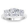 4 Carat Cushion Cut Lab Grown Diamond Three Stone Engagement Ring In 14K White Gold Image-1