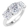 4 Carat Cushion Cut Lab Grown Diamond Three Stone Engagement Ring In 14K White Gold Image-2