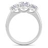 4 Carat Cushion Cut Lab Grown Diamond Three Stone Engagement Ring In 14K White Gold Image-3