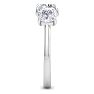 4 Carat Cushion Cut Lab Grown Diamond Three Stone Engagement Ring In 14K White Gold Image-4