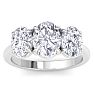 4 Carat Oval Shape Lab Grown Diamond Three Stone Engagement Ring In 14K White Gold Image-1