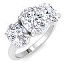 4 Carat Oval Shape Lab Grown Diamond Three Stone Engagement Ring In 14K White Gold Image-2