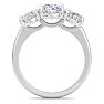4 Carat Oval Shape Lab Grown Diamond Three Stone Engagement Ring In 14K White Gold Image-3